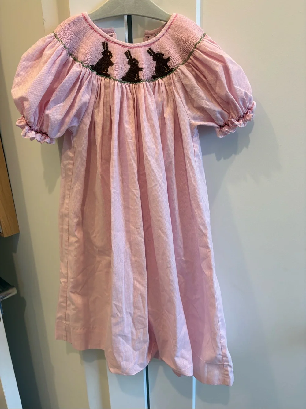 Easter Bunny Pink Smocked Girls' Dress - 3T